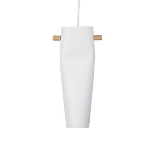 Lámpara de techo ALTEA con forma cilíndrica y detalles de madera en los laterales.