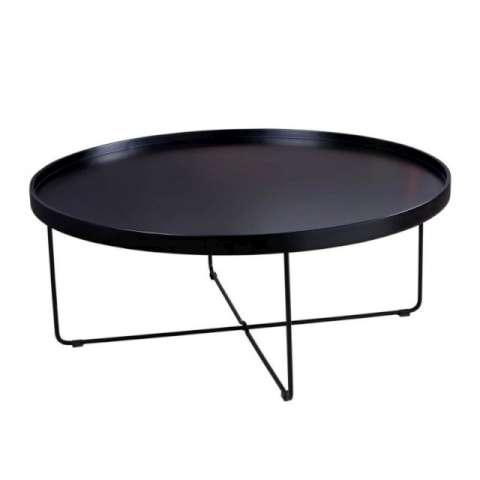 Mesa de Centro BRUNO Blanco/Negro: diseño minimalista con patas delgadas.