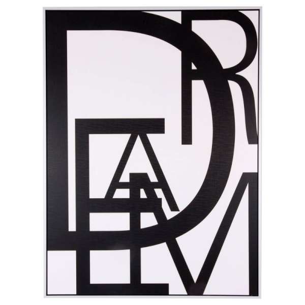 Cuadro DREAM blanco con letras negras de 60 x 80 cm