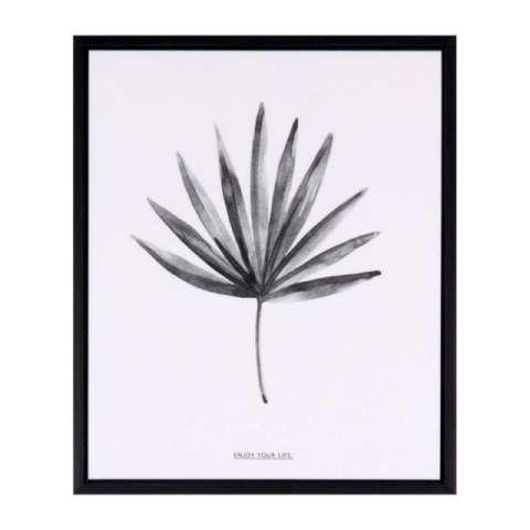 Cuadro 25X30 con marco blanco y negro de hoja de palmera y texto "ENJOY YOUR LIFE." เพิ่มพูนบรรยากาศ