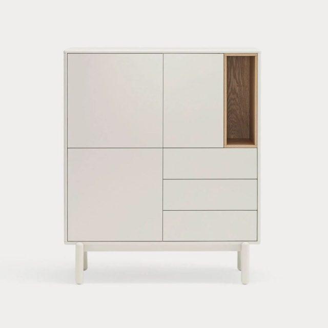 Mueble auxiliar Corvo color crema con 3 puertas y 3 cajones