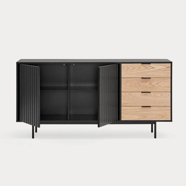 Aparador Sierra negro de 2 puertas y 4 cajones