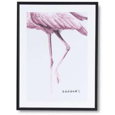 Cuadro "Collage NORDIC" con patas de flamenco y la palabra "elegant" inscrita.