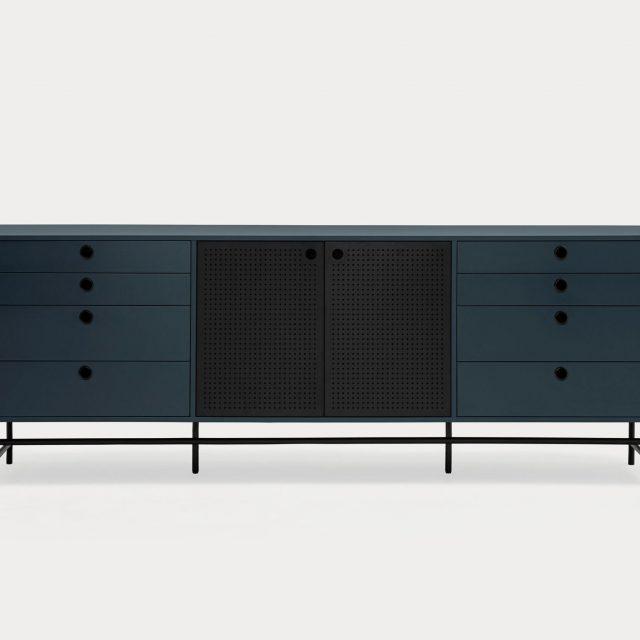 Aparador azul PUNTO con 2 puertas y 8 cajones