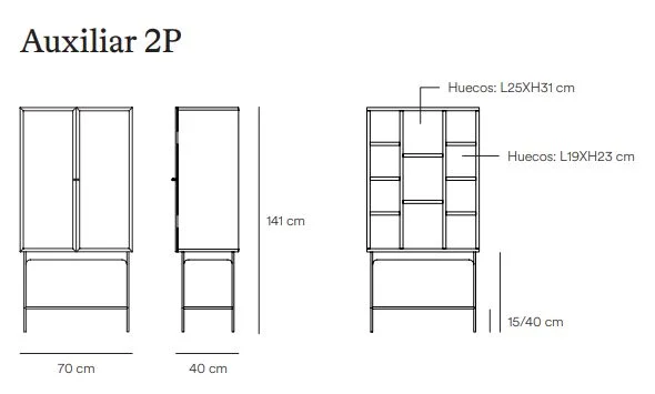 Medidas Mueble auxiliar Blur 2P