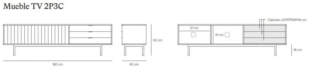 Mueble TV Sierra 2P3C