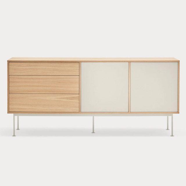 Aparador Yoko crema con 2 puertas y 3 cajones