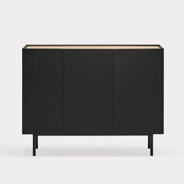 Aparador ARISTA negro con 3 puertas y 3 cajones