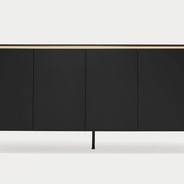 Aparador ARISTA negro con 4 puertas y 3 cajones