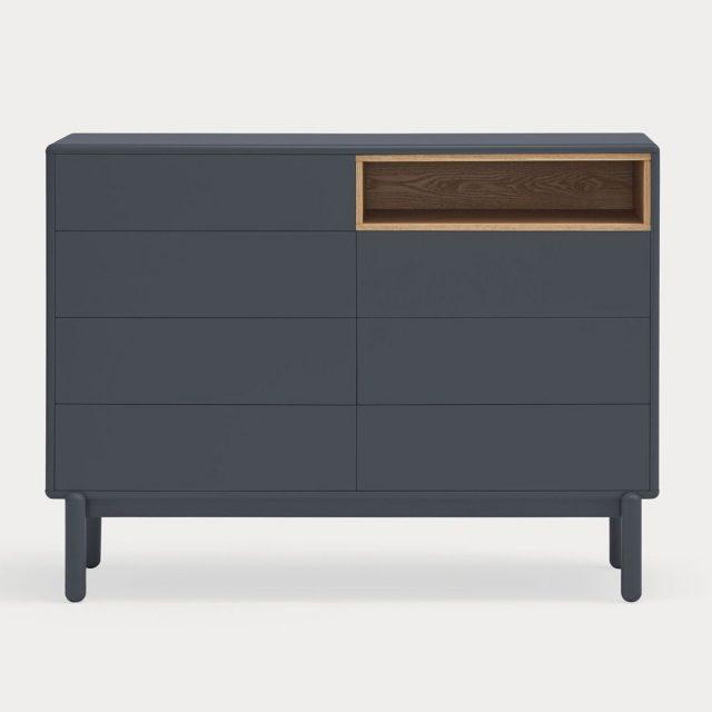 Cómoda Corvo color gris antracita con 7 cajones y hueco