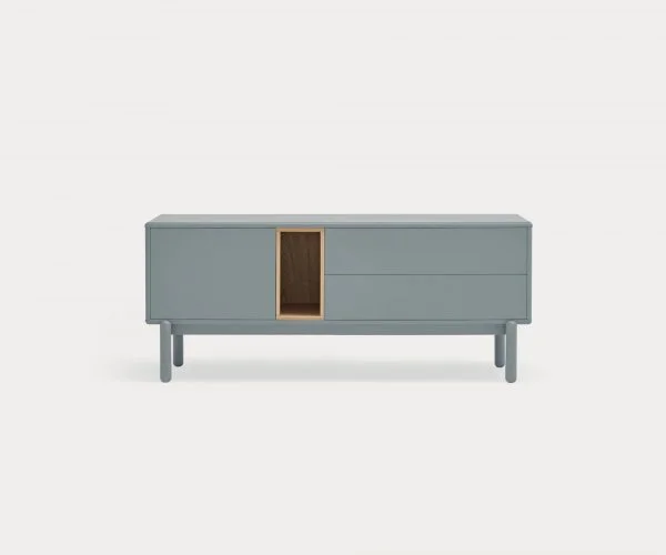 Mueble TV Corvo gris perla con 1 puerta y 2 cajones