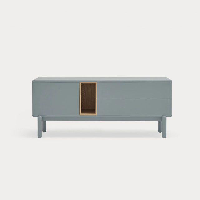 Mueble TV Corvo gris perla con 1 puerta y 2 cajones