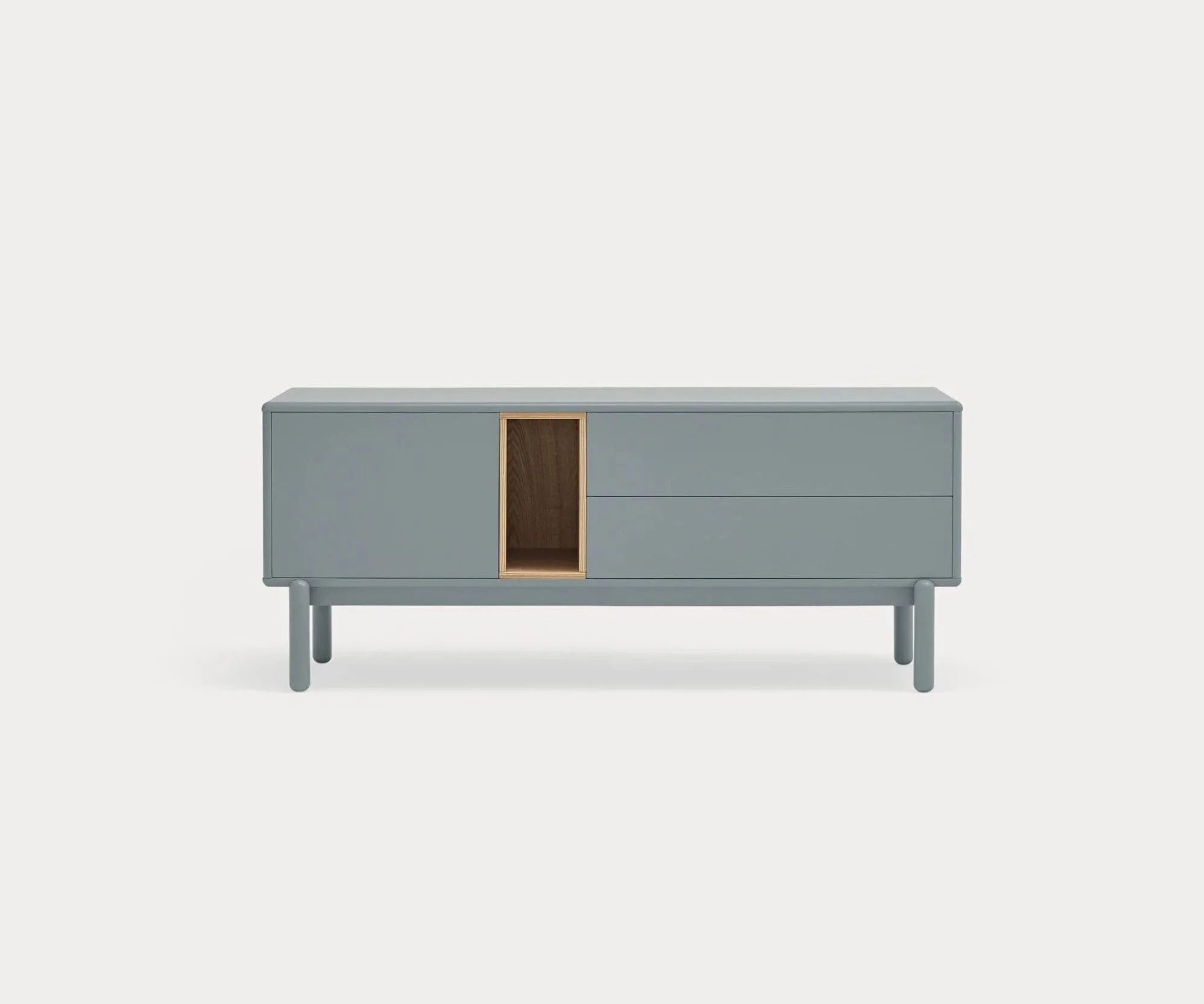 Mueble TV Corvo gris perla con 1 puerta y 2 cajones