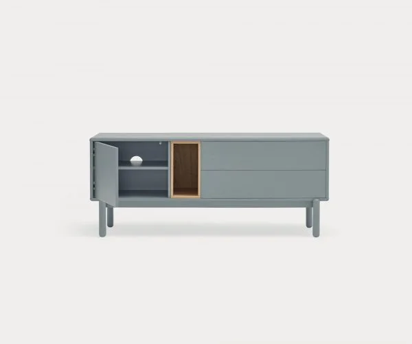 Mueble TV Corvo gris perla con 1 puerta y 2 cajones