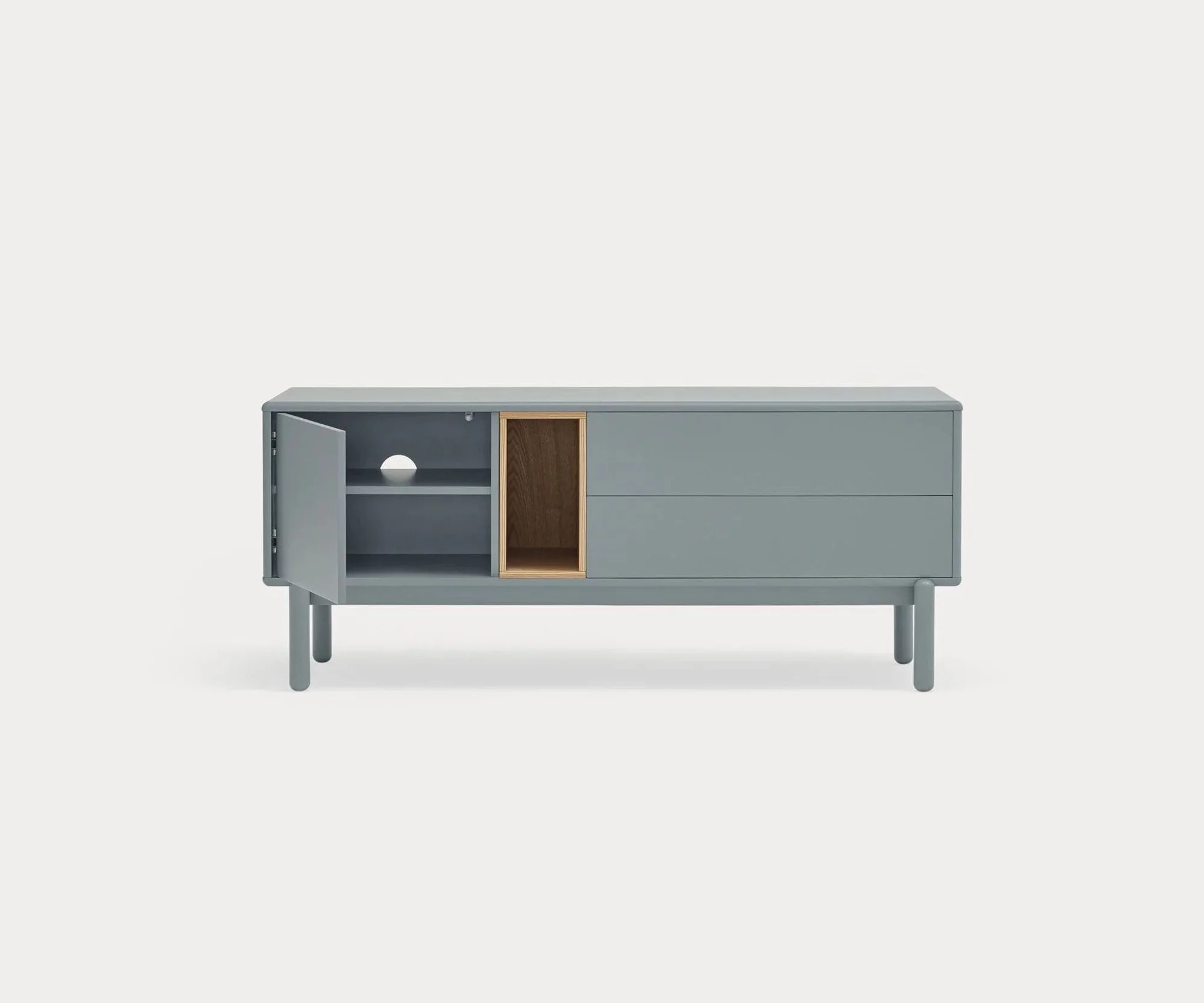 Mueble TV Corvo gris perla con 1 puerta y 2 cajones