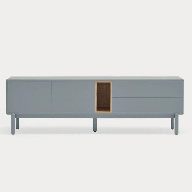 Mueble TV Corvo gris perla con 2 puertas y 2 cajones