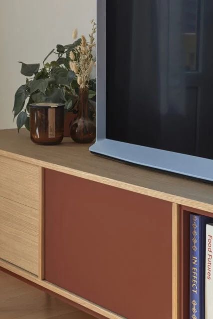 Mueble TV Yoko color teja con 1 puerta y 2 cajones