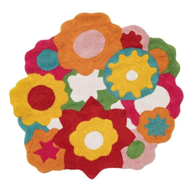 Alfombra Infantil Flores Algodón 100cm