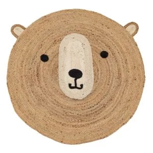 Alfombra Natural Yute-Blanco Oso 100cm