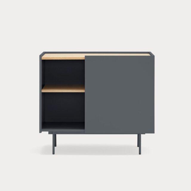 Cómoda OTTO 1 Puerta 3 Cajones - Gris antracita y Roble