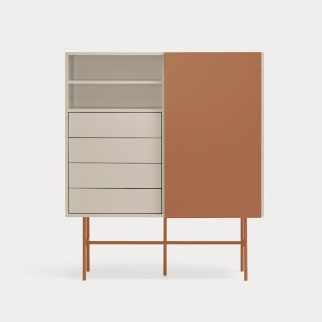 Mueble Auxiliar Nube con 1 puerta y 4 cajones Arena y Arcilla