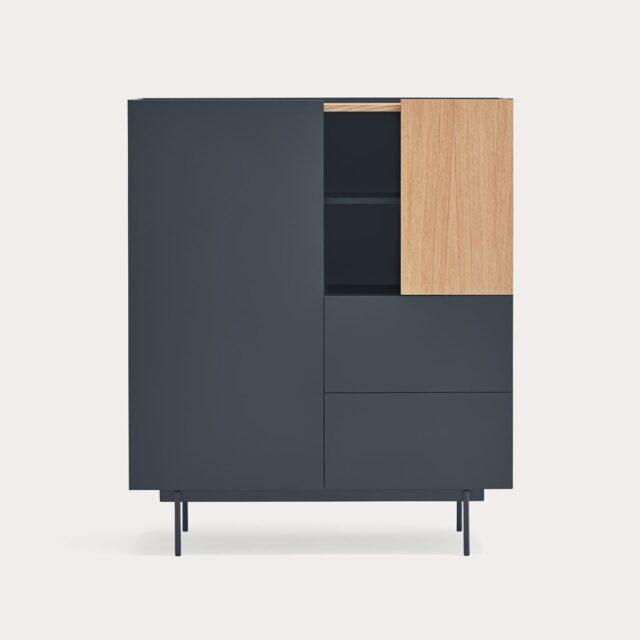 Mueble Auxiliar OTTO 2 Puertas 2 Cajones - gris antracita y roble