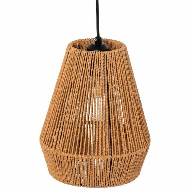 Lámpara de techo GILET con diseño cónico y cuerda marrón para un toque rústico.