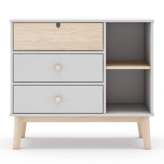 Cómoda Ariel con 3 cajones y 2 huecos blanca