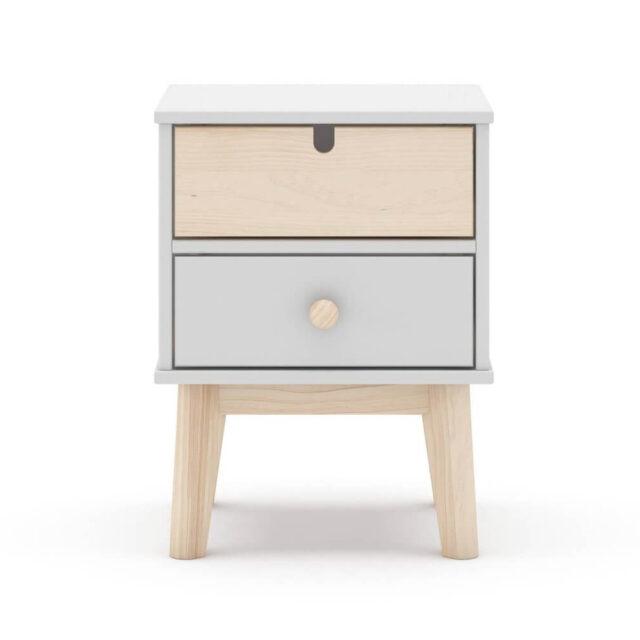 Mesita de noche ARIEL con 2 cajones de color blanco
