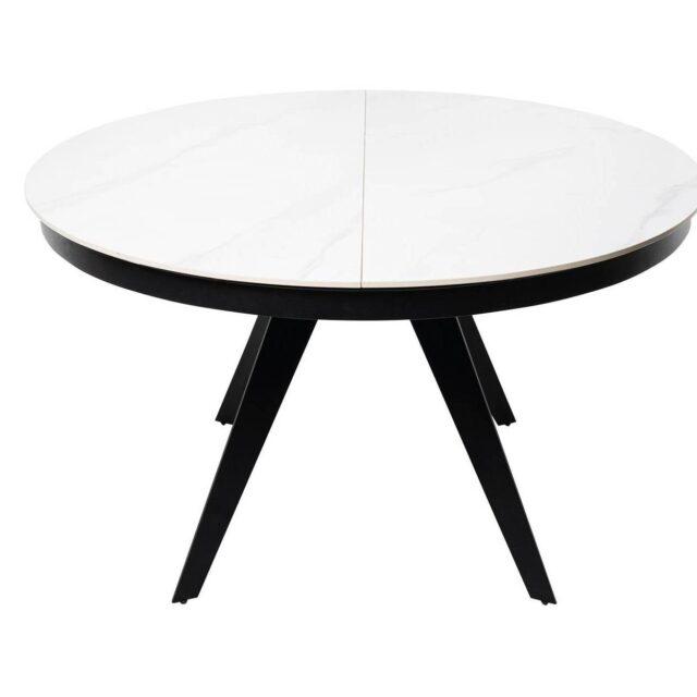 Mesa Redonda Extensible LUNA 130 cm blanca y negra
