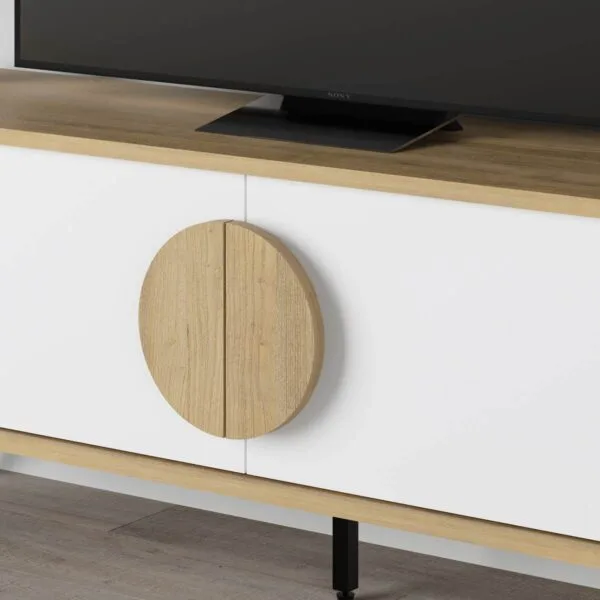 Mueble TV VERA de 2 Puertas 140 cm roble y blanco