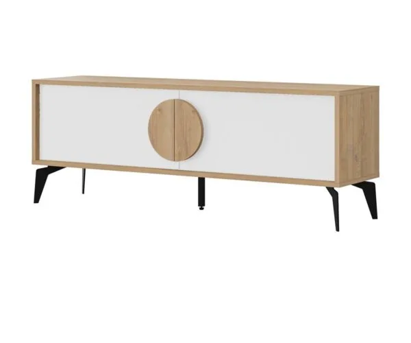 Mueble TV VERA de 2 Puertas 140 cm roble y blanco