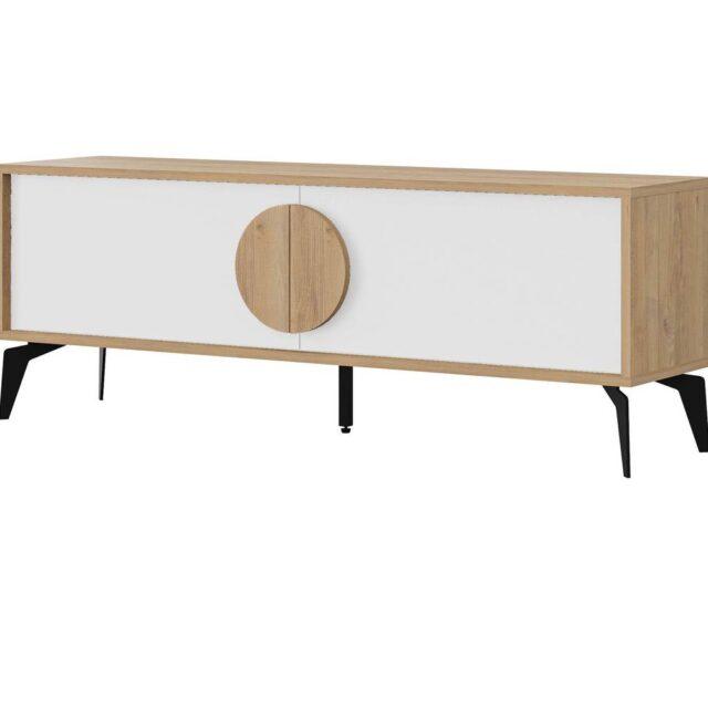 Mueble TV VERA de 2 Puertas 140 cm roble y blanco