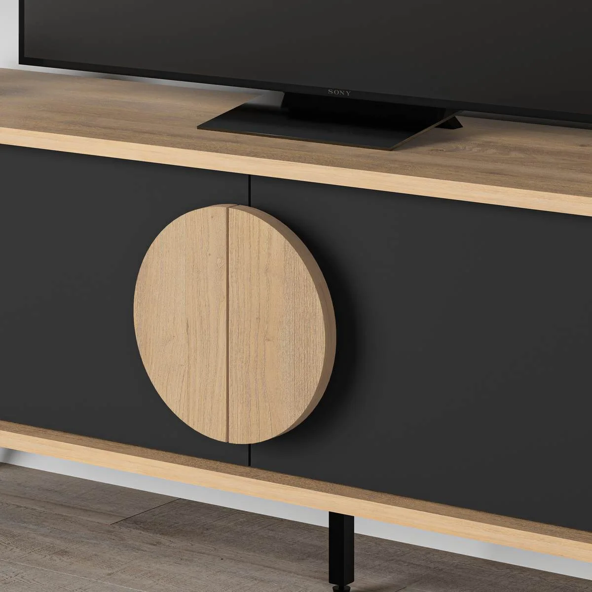 Mueble TV VERA de 2 Puertas 140 cm roble y negro