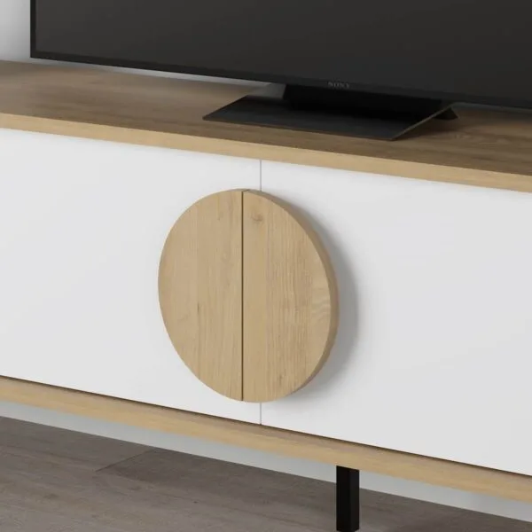 Mueble TV VERA de 4 puertas 180 cm roble y blanco