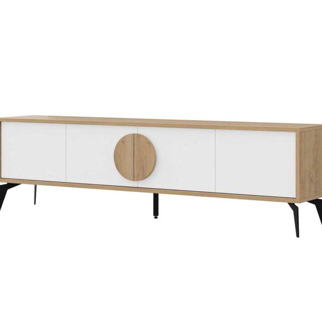 Mueble TV VERA de 4 puertas 180 cm roble y blanco