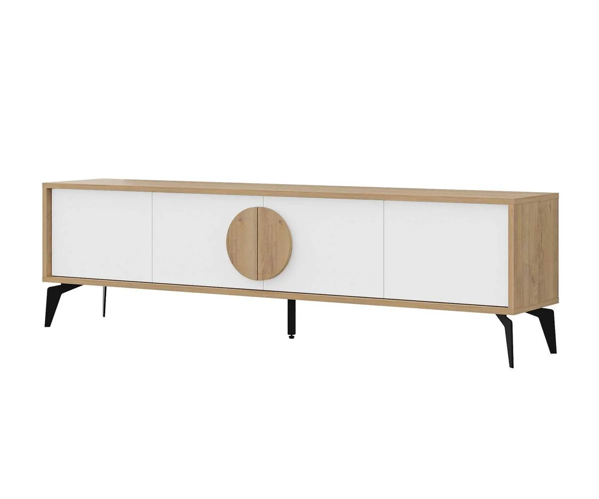 Mueble TV VERA de 4 puertas 180 cm roble y blanco