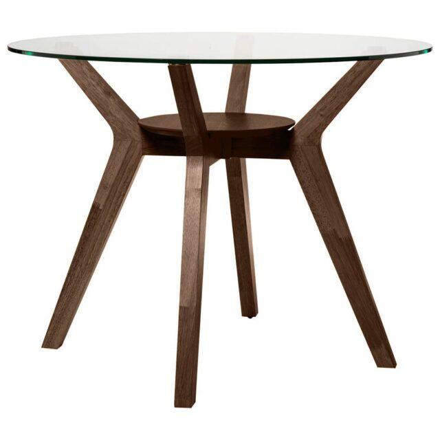 Mesa redonda SABRINE cristal y nogal