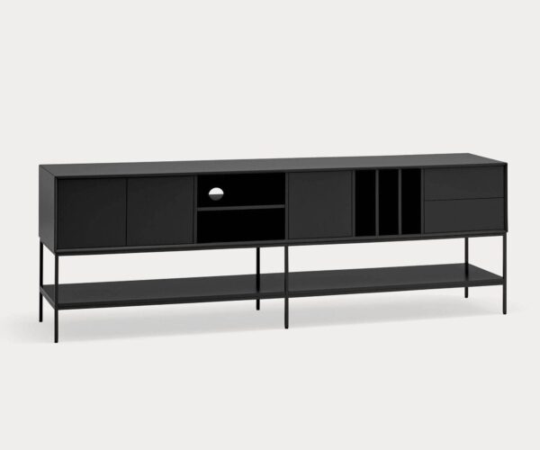 Mueble TV Platt 3 puertas 2 cajones negro