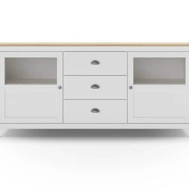 Aparador MUSGO de 2 puertas y 3 cojones 180 cm blanco