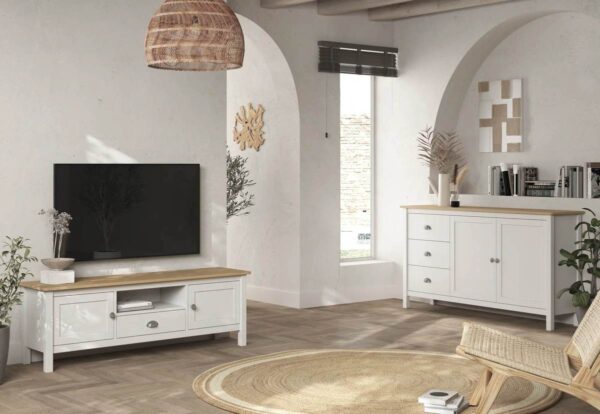 Mueble TV MUSGO blanco y roble