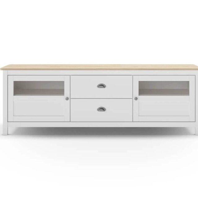 Mueble TV Musgo de 2 puertas y 2 cajones blanco