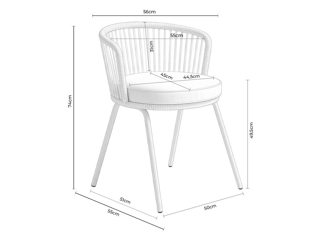 Medidas de la silla de exterior Vilma