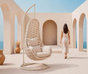 Sillón colgante de exterior CONSTANZA beige