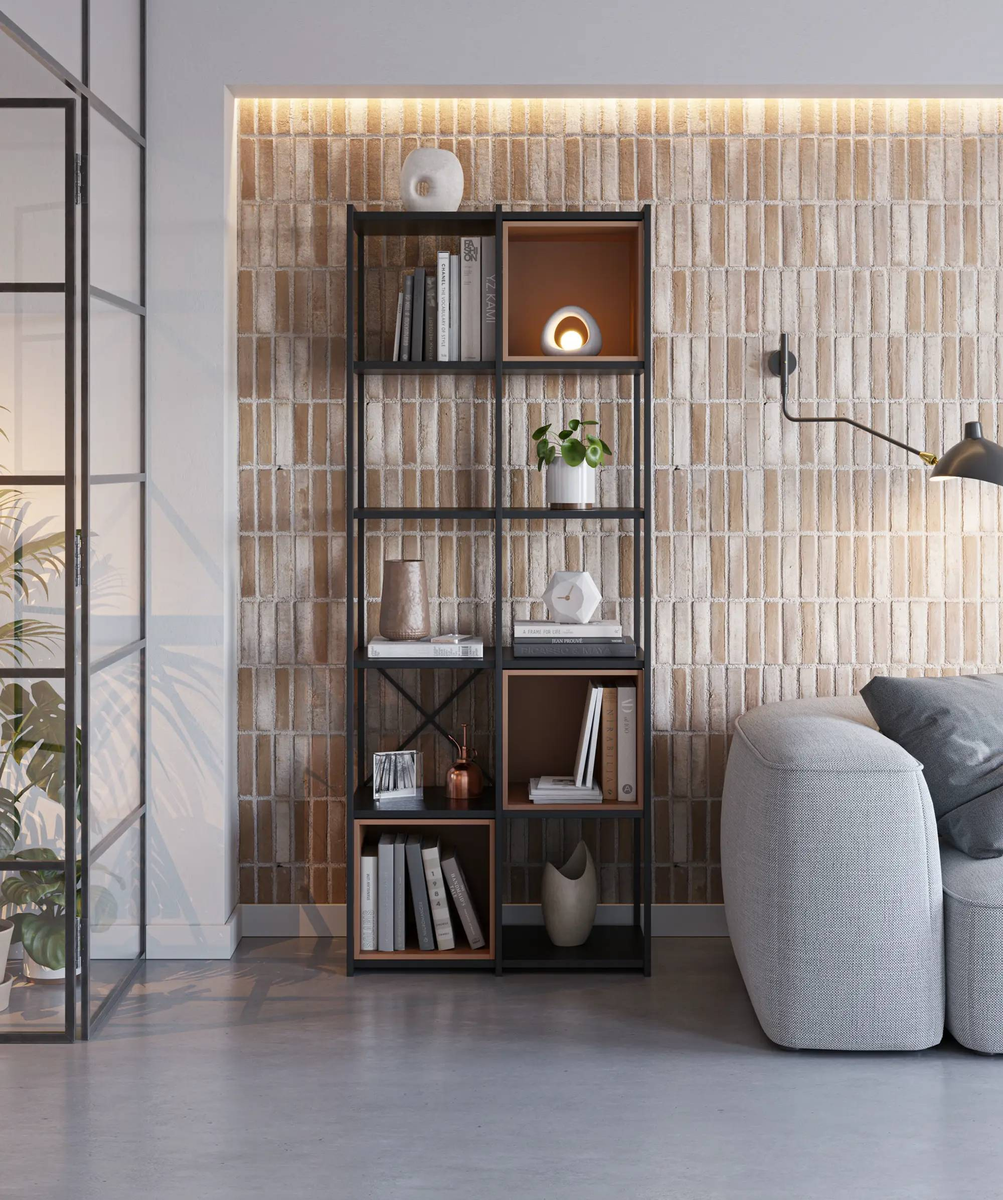 Estanteria ANYA negra y terracota de 70cm