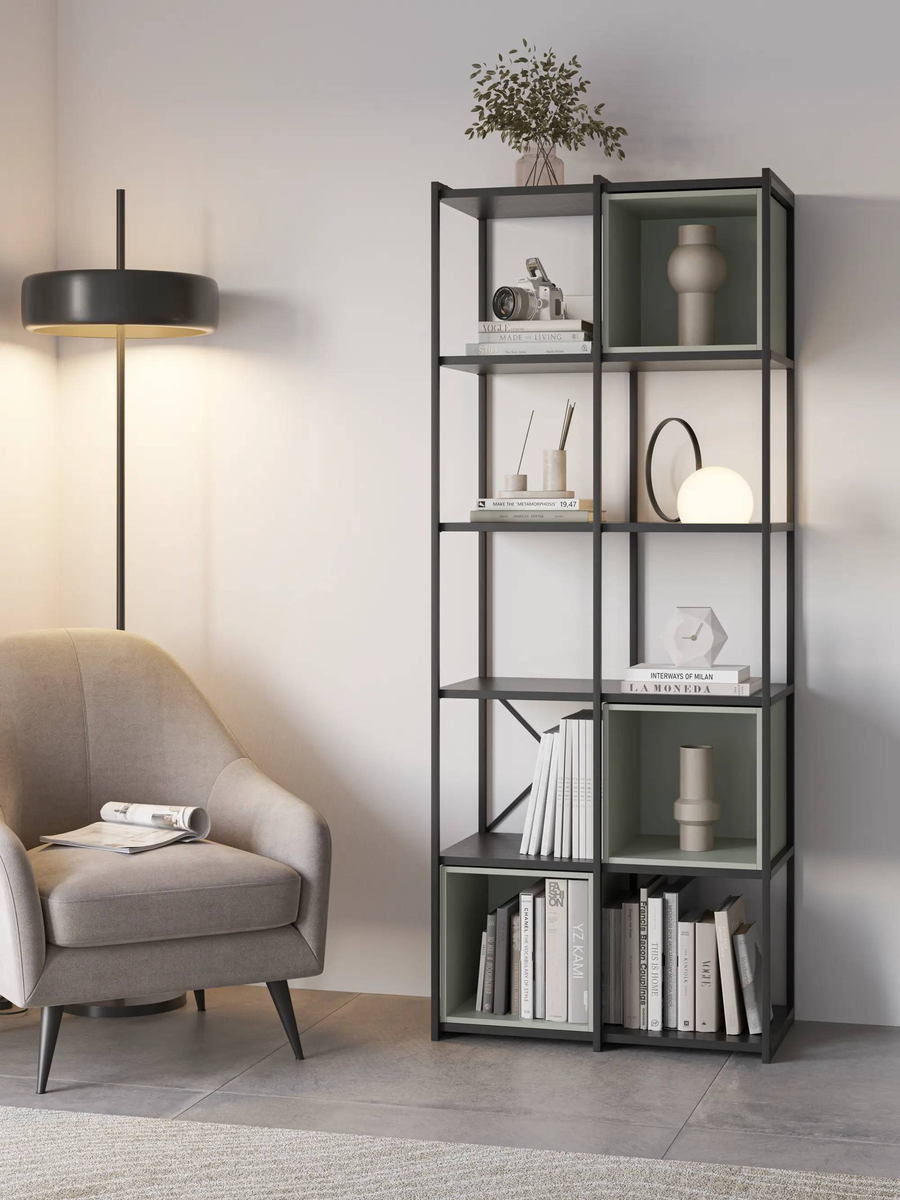 Estanteria ANYA negra y verde de 70cm