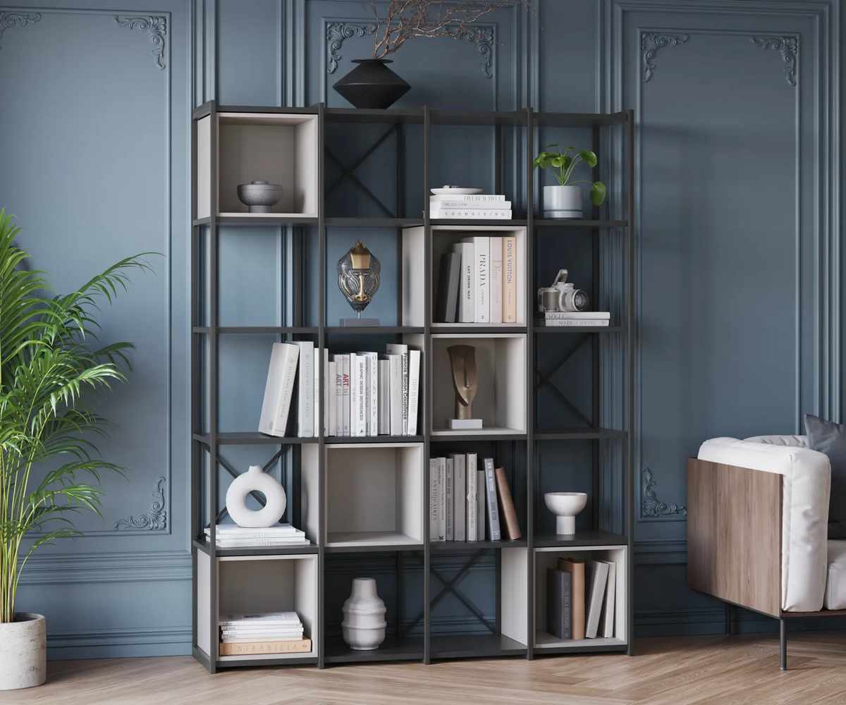 Estanteria Anya 140cm negra y crema_