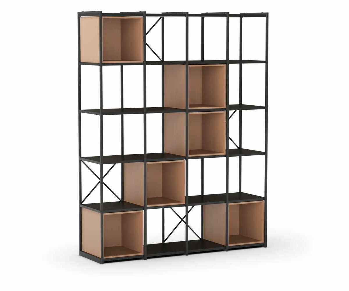 Estanteria Anya 140cm negra y terracota