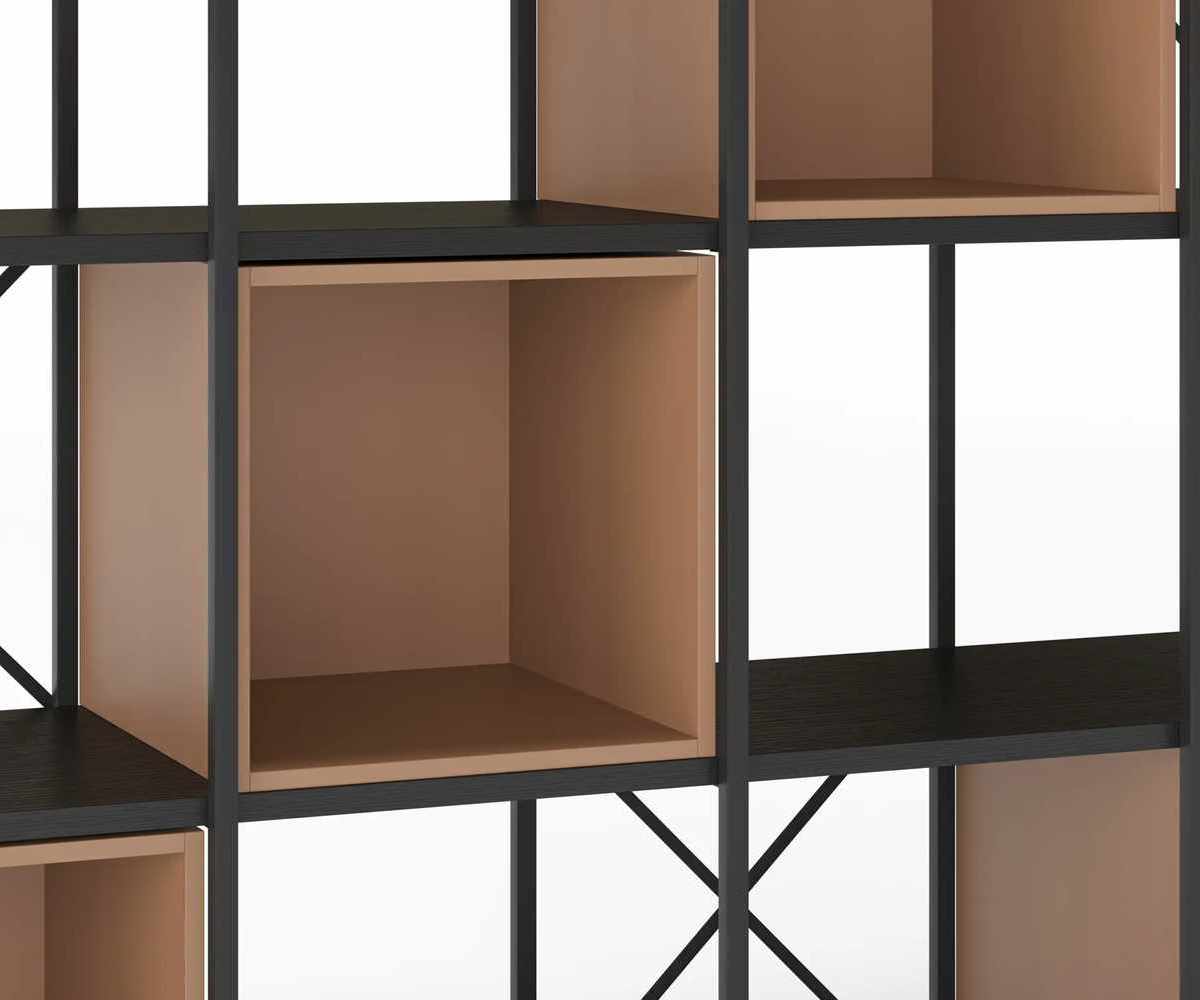 Estanteria Anya 140cm negra y terracota_