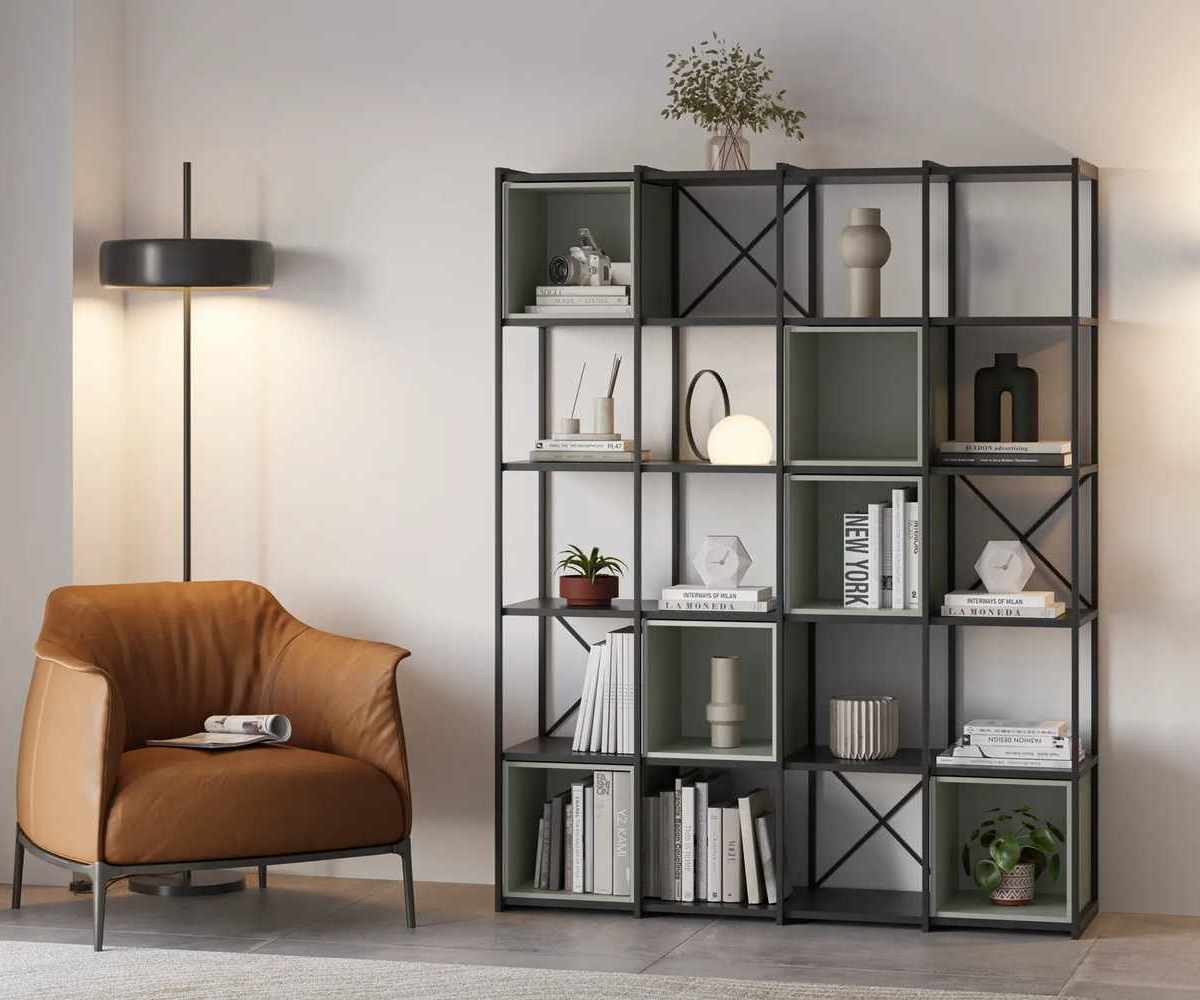 Estanteria Anya 140cm negra y verde_